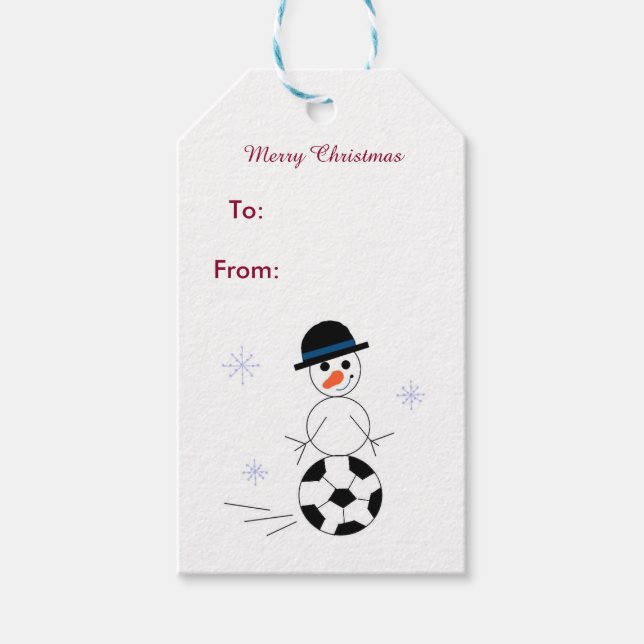 Snömannen Fotbollsspelare Presentetikett (Framsidan)