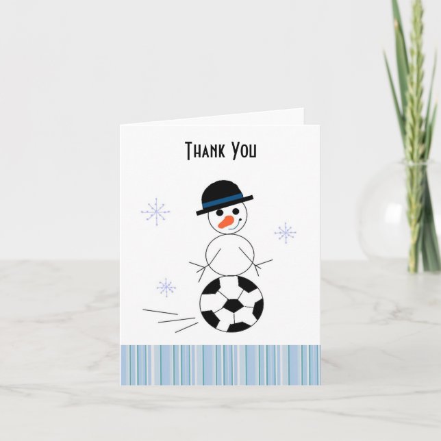 Snömannen Fotbollsspelare Tackkort (Framsida)