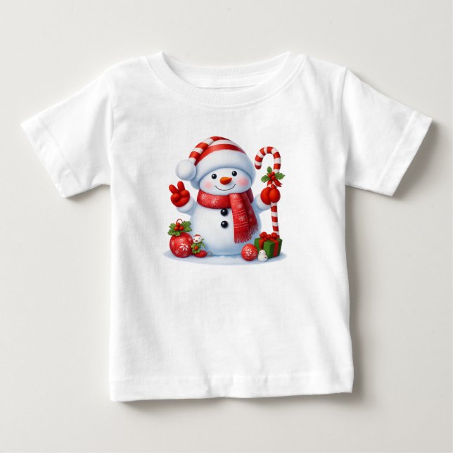 Snömannen Fredstecken Jul  T Shirt (Framsida)