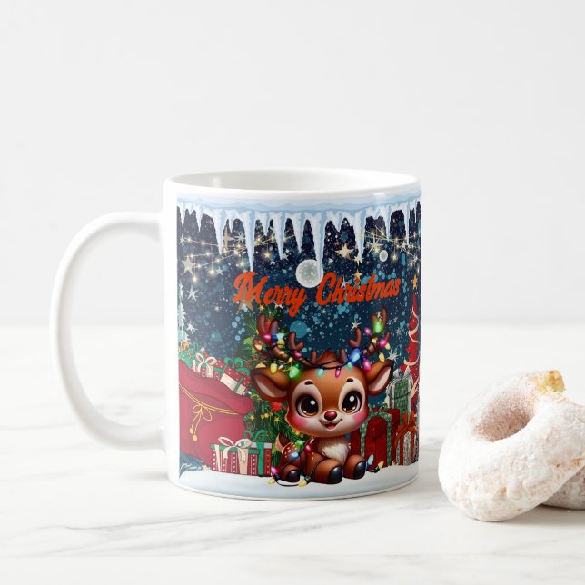 snömannen, glad kaffemugg (Med munk)