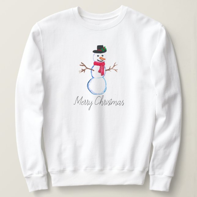 Snömannen Glad Ljusa Jul rolig Söt Vinter T Shirt (Design framsida)