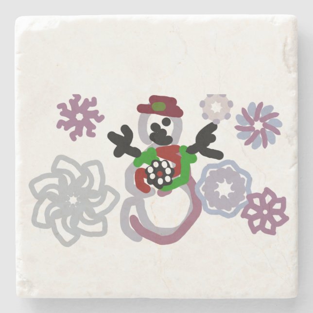 Snömannen glädje snäll stenunderlägg (Framsidan)