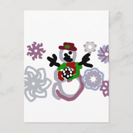 Snömannen glädje snäll vykort
