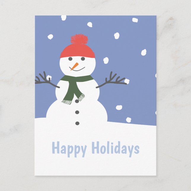 Snömannen God Jul jul  Helg Vykort (Framsida)