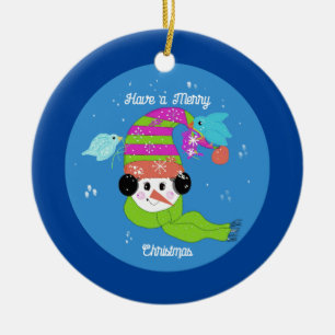 Snömannen God Jul Keramisk Ornament