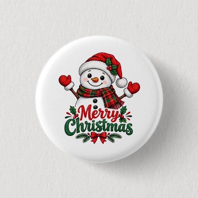 Snömannen God Jul  Knapp (Framsida)