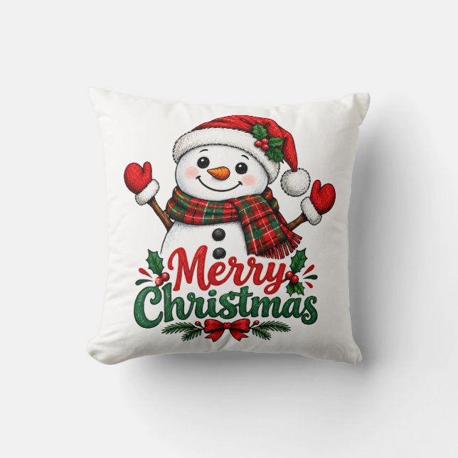 Snömannen God Jul  Kudde (Framsida)