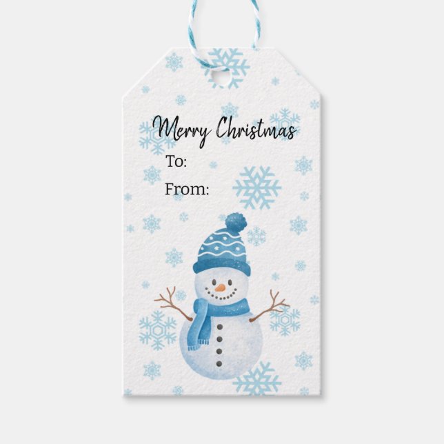 Snömannen God Jul Presentkort Presentetikett (Framsidan)