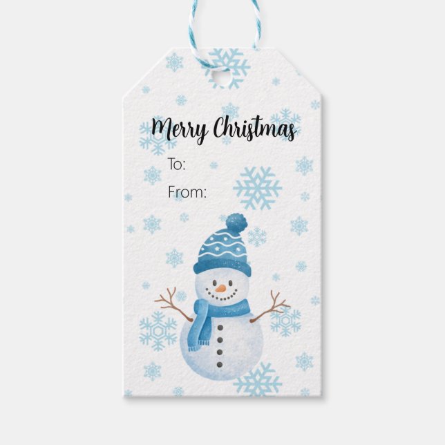 Snömannen God Jul Presentkort Presentetikett (Framsidan)
