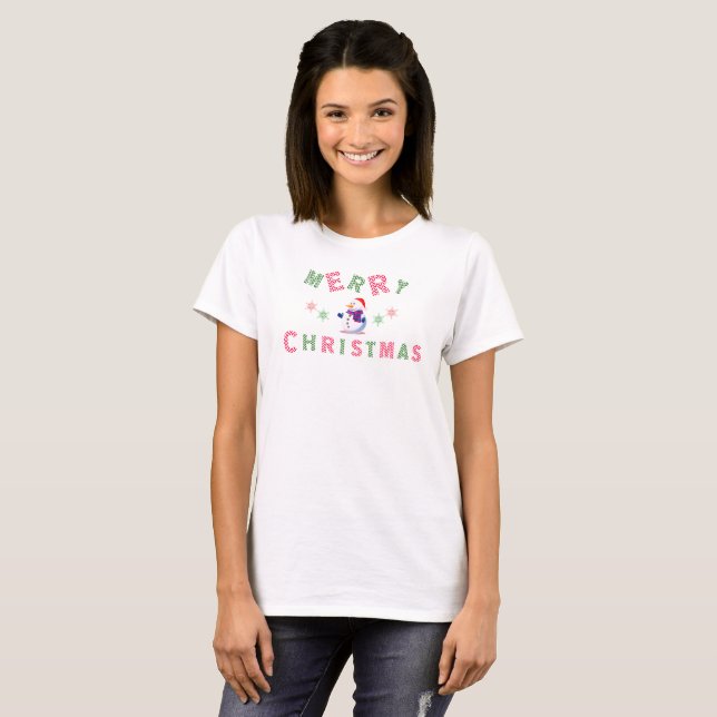 Snömannen God Jul T Shirt (Hel framsida)