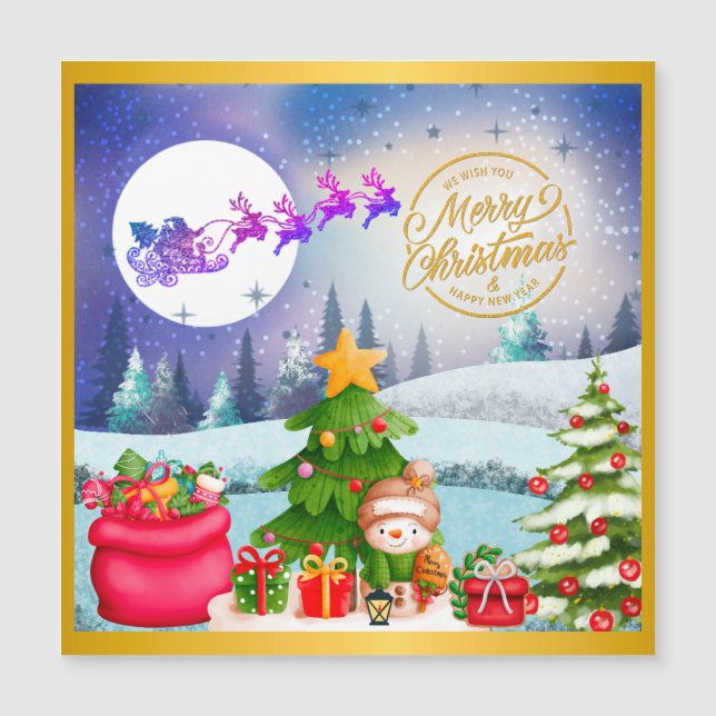 Snömannen God Jul Träd Gåva & Gott Nytt År (Framsida)