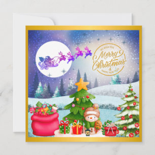 Snömannen God Jul Träd Gåva & Gott Nytt År Kort
