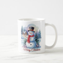 Snömannen God Jul Vattenfärger Kaffemugg