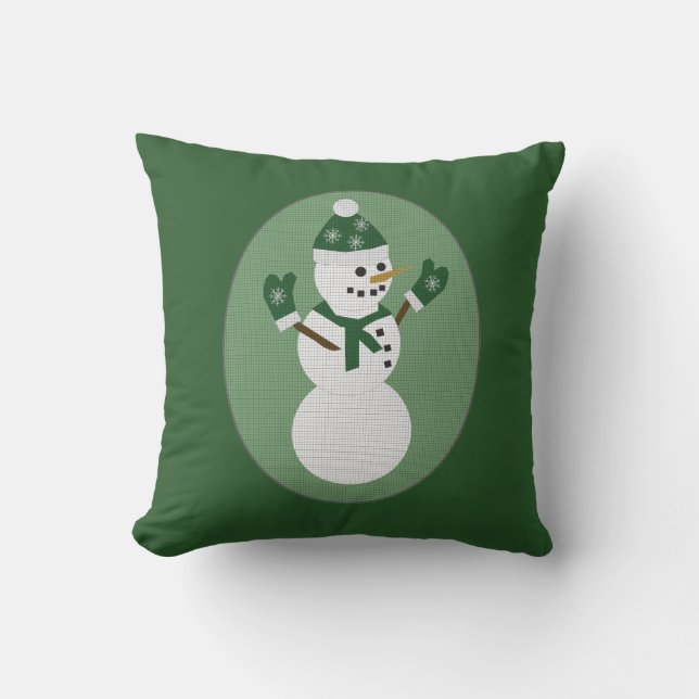 Snömannen Grön Jul Kudde (Framsida)