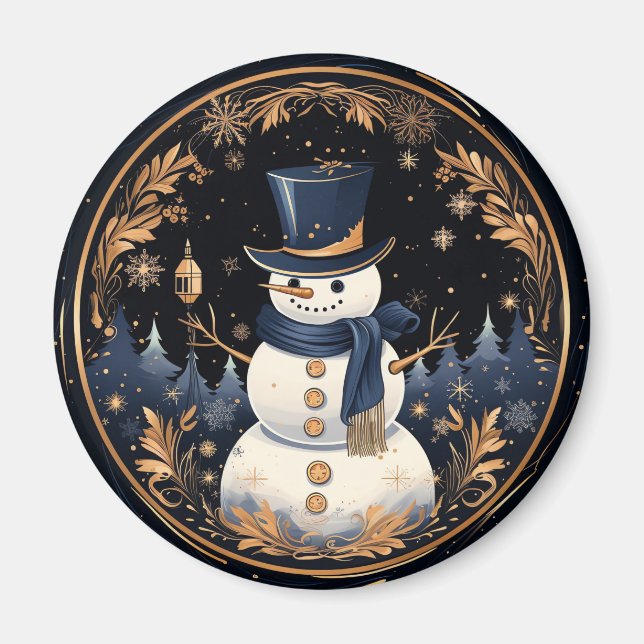 Snömannen Guldblad Julmagnet Magnet (Framsidan)