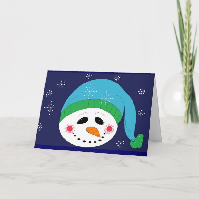 Snömannen hälsningar helgkort (Framsida)