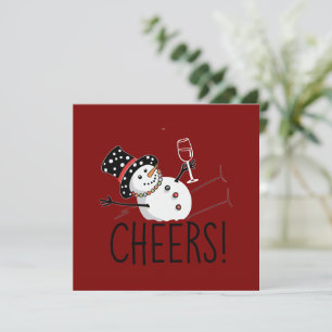 Snömannen hejar på vin jul rolig jul vinter julkort