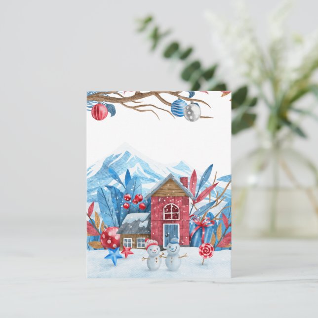 Snömannen i en vintersaga julkort (Stående Fram)