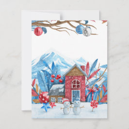 Snömannen i en vintersaga julkort