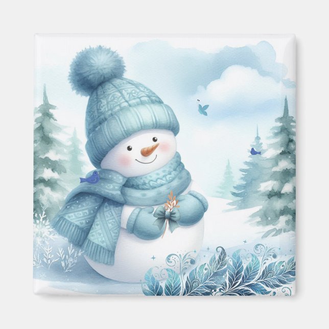 Snömannen Icy Blue Wonderland Magnet (Framsidan)