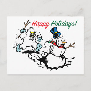 Snömannen jaktar Glad jul postkort Helg Vykort