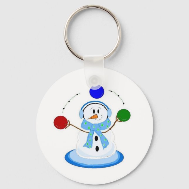Snömannen jonglerar bollar nyckelring (Framsida)