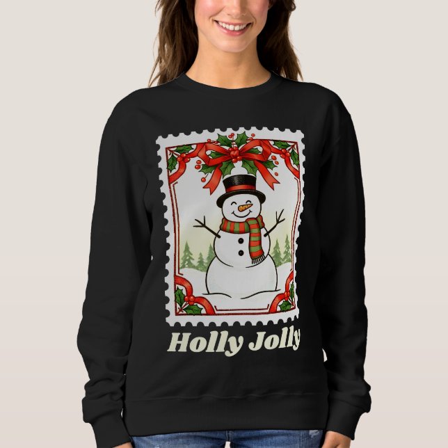 Snömannen Jul Frimärkestämpel T Shirt (Framsida)