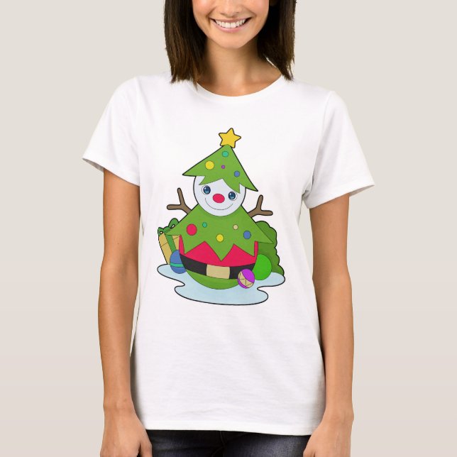 Snömannen jul julgran t shirt (Framsida)