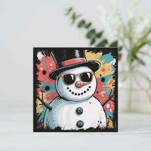 Snömannen jul penseldrag stänk cool vinter julkort