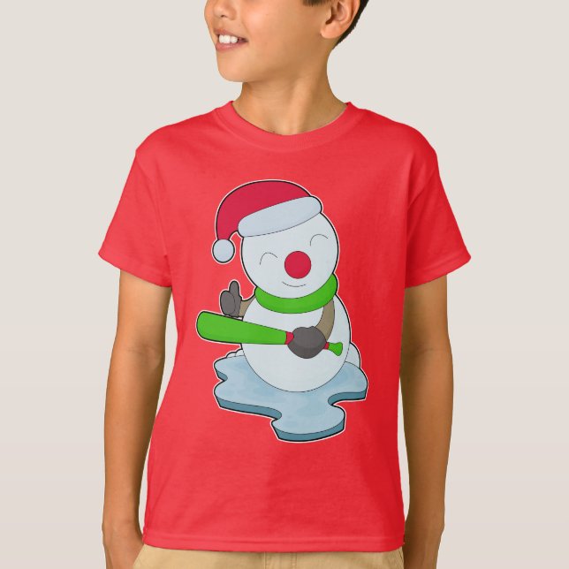 Snömannen julbaseboll t shirt (Framsida)