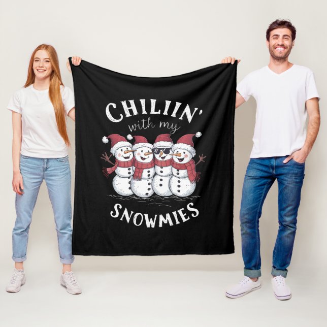 Snömannen julen chillar med mina snökompisar prese fleecefilt (På plats)