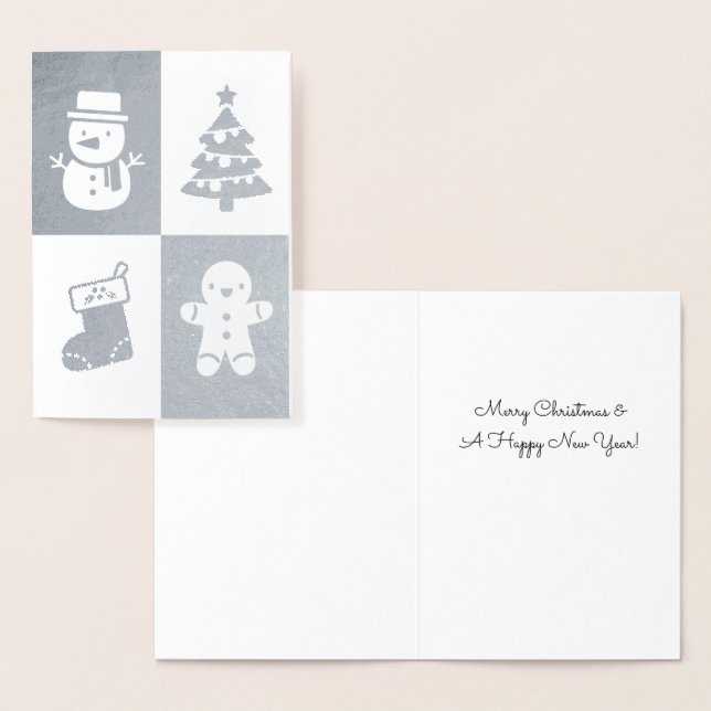 Snömannen Julgran Gingerbread Man Silverfolie Folierat Kort (Display)