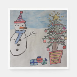 Snömannen & julgranen pappersservett