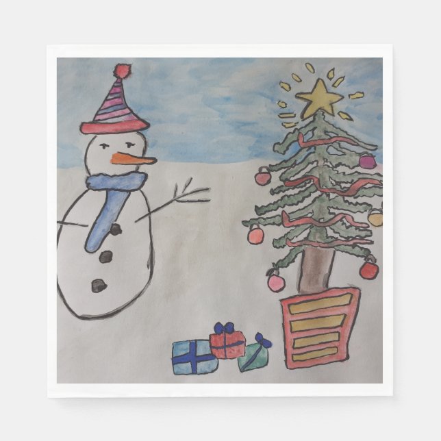 Snömannen & julgranen pappersservett (Framsidan)