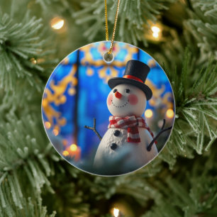 Snömannen julgransprydnad Falskt glasmosaik Keramik