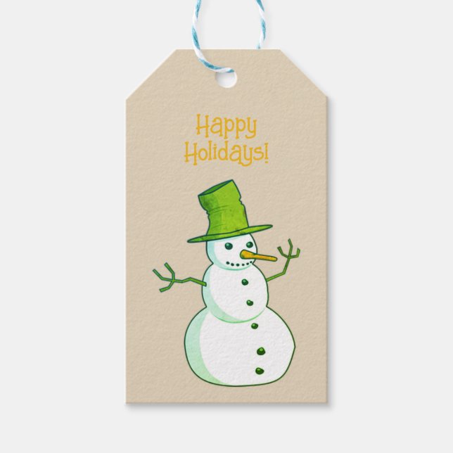 Snömannen julklappsbrickor presentetikett (Framsidan)