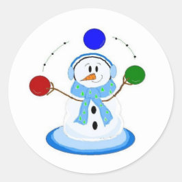 Snömannen Kastar Bollar Runt Klistermärke
