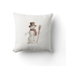 Snömannen kastar kudde