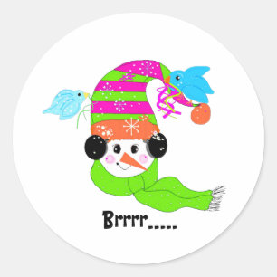 Snömannen Klassisk Rund Klistermärke