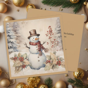 Snömannen Klassisk Vintage Vinter Jul Holiday Julkort