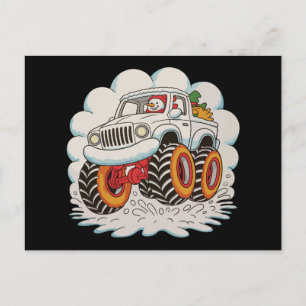 Snömannen kör monstertruck jul xmas vinter helg vykort
