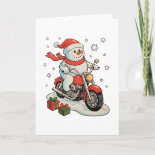 Snömannen kör motorcykel jul mc-körning jul kort