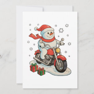 Snömannen kör motorcykel jul mc Xmas Julkort