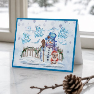 Snömannen Låt det snöa julkort Helgkort