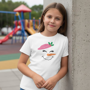 Snömannen Leende Ansikte med Rosa Hatt 2T-Shirt fö T Shirt