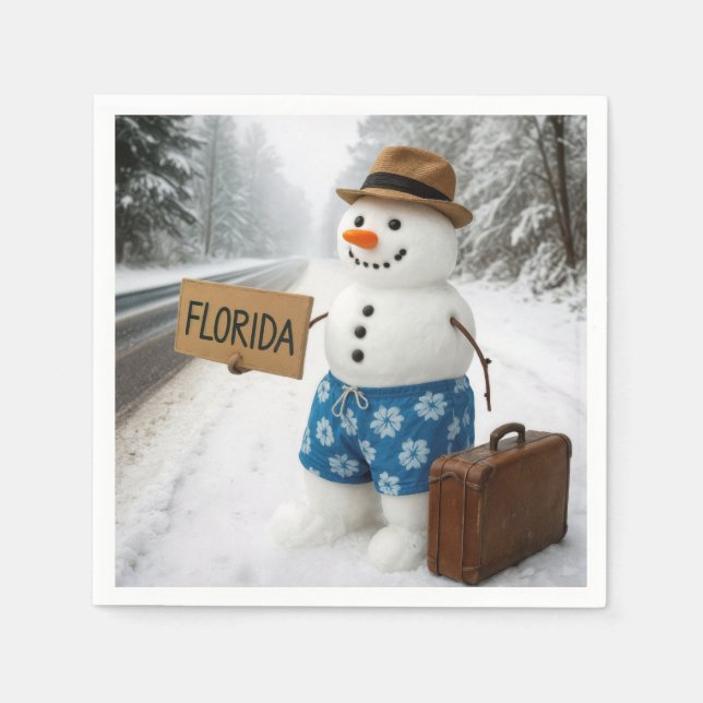 Snömannen Liftar till Florida Pappersservett (Framsidan)