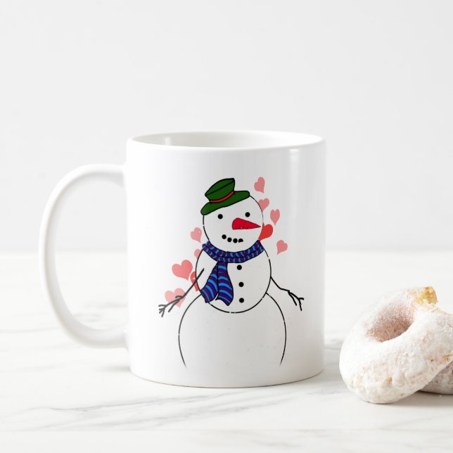 Snömannen Lille Pojken Förälskad Kaffemugg (Med munk)