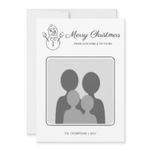 Snömannen Linjekonst Med Anpassad Familjefoto Och