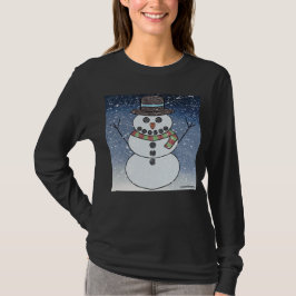 Snömannen med bakgrund (levande) - Dam långärmad t Shirt