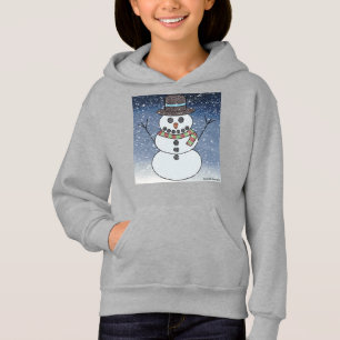 Snömannen med bakgrund (levande) - Flickans Hoodie T Shirt